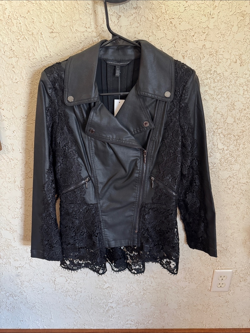 White House Black Market Lace Trimmed Moto Jacket NWT Limited Edition - Picture 6 of 14